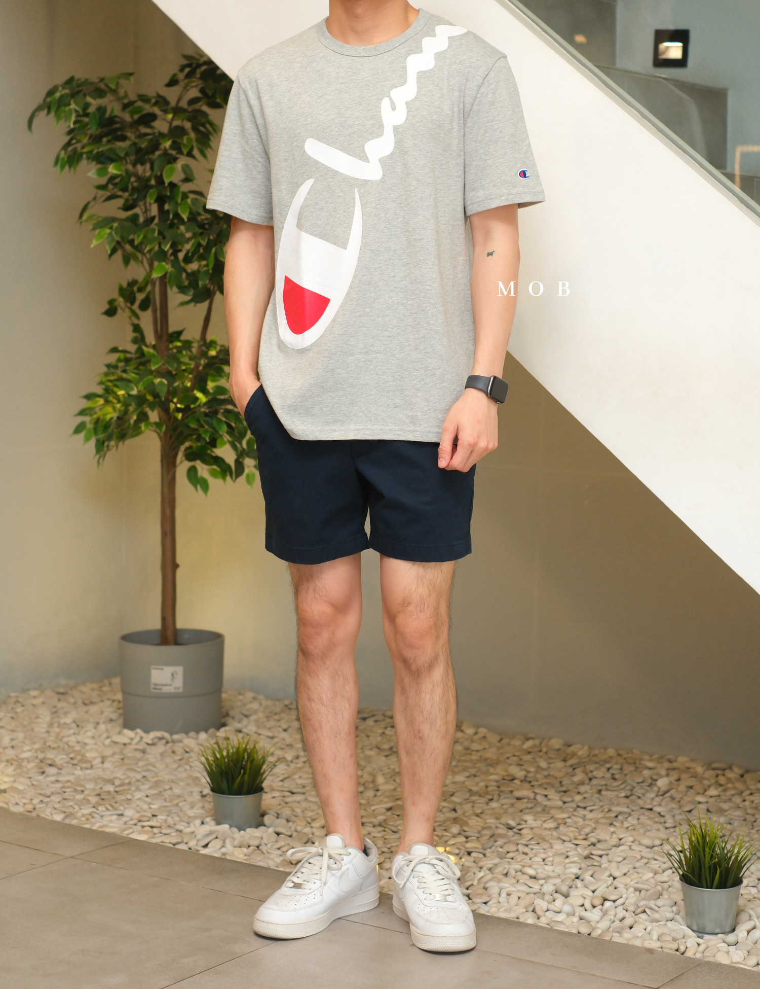 CHMPSST1402A Heritage Tee Wraparound Logo Grey