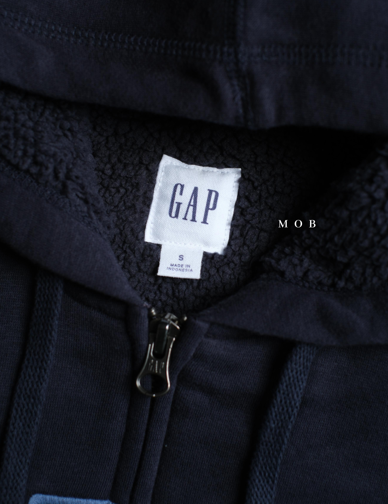 GPFZ03007 Relaxed Logo Sherpa Full Zip Hoodie Navy