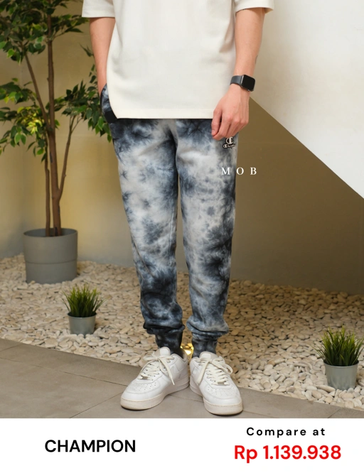 Image of CHMPJP09001A Galaxy Tie Dye Jogger Charcoal Black