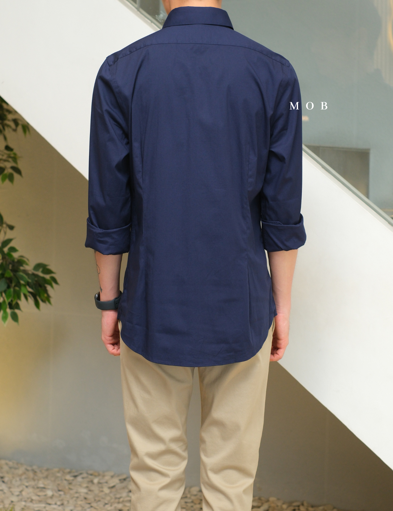 EXLSS07006 FITTED Stretch 1MX LS Shirt Navy