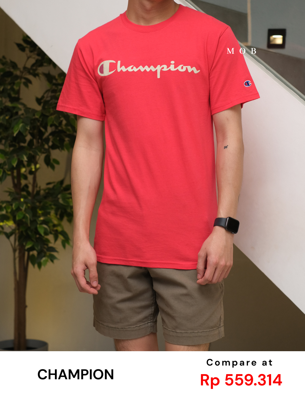 CHMPSST2002C Classic Script Logo SS Tee Desire Red