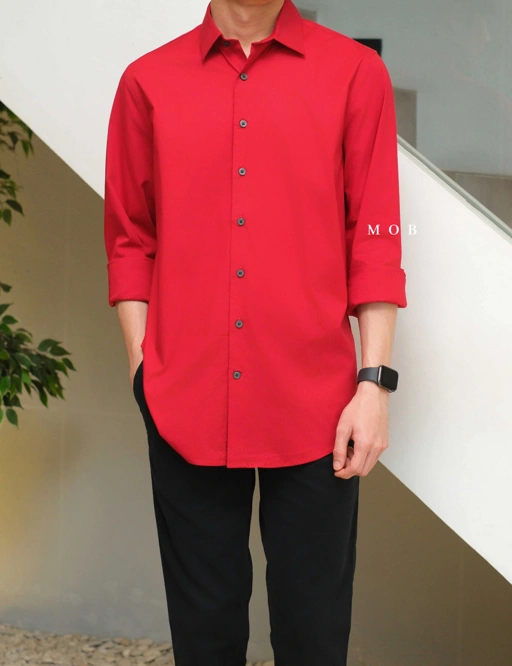 Image of EXLSS07007 FITTED Stretch 1MX LS Shirt Red