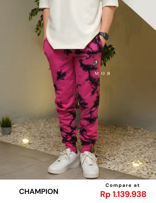 Image of CHMPJP09001B2 Galaxy Tie Dye Jogger Magenta Black