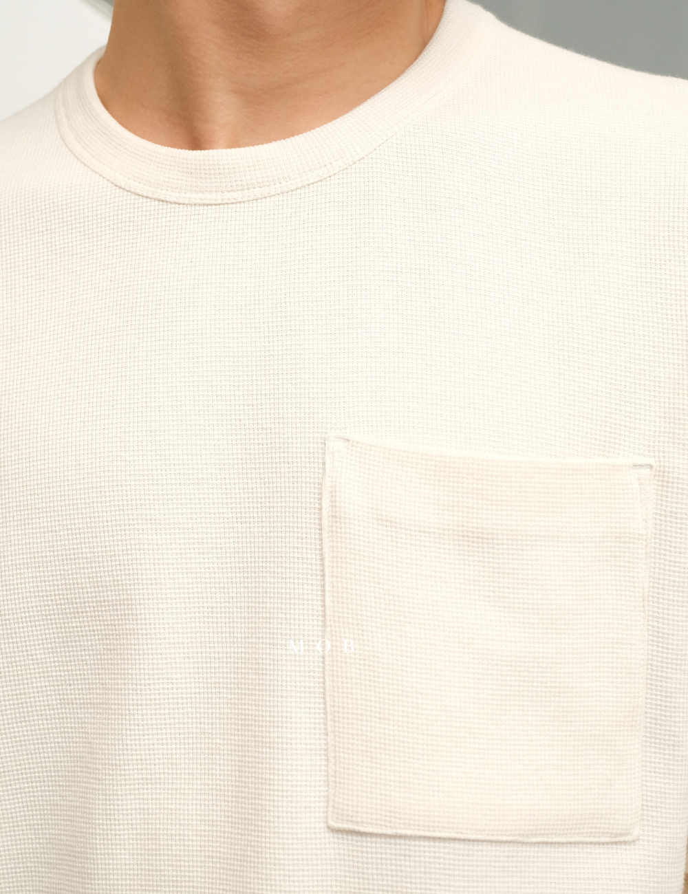 EGLST01002A Texture With Pocket  LS Tee Light Beige 