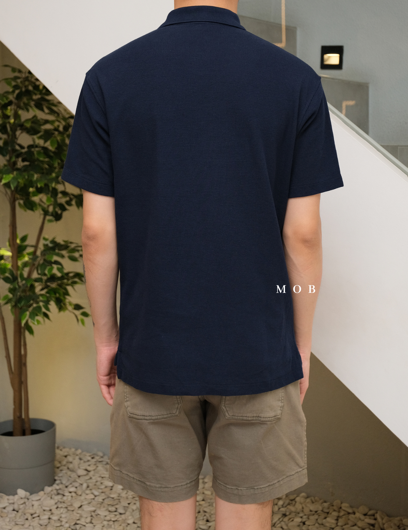 UNQPS01001 Waffle Polo Shirt Navy