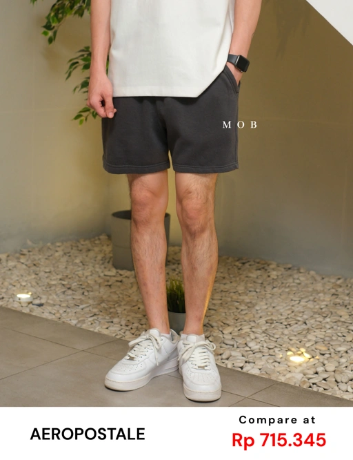 ARSR03001A Basic Solid Fleece Shorts Grey