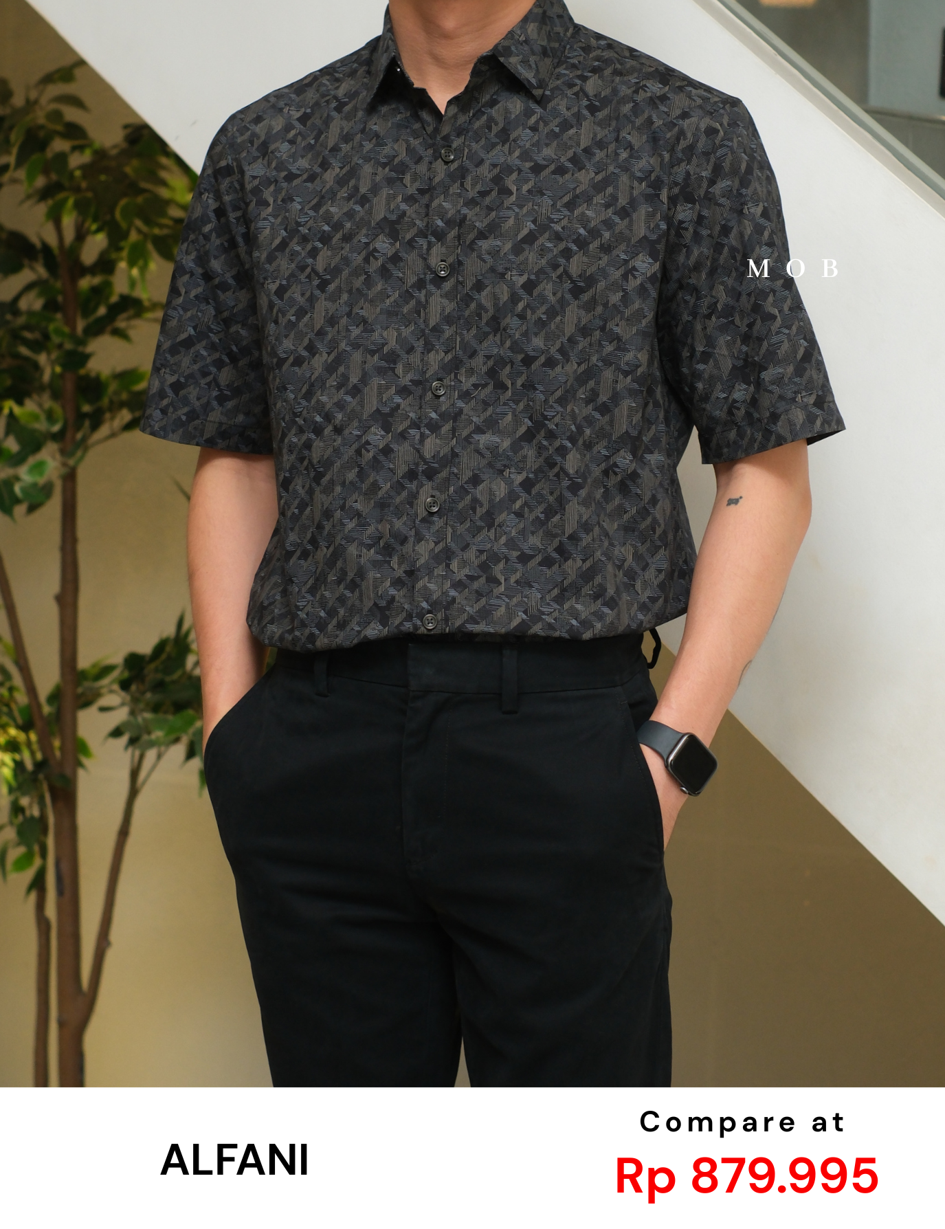 AFSSS01020 Toledo Geoprint SS Shirt Dark Grey