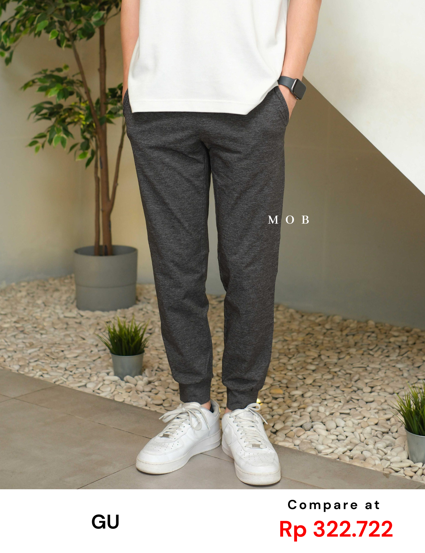 GUJP03002 Stretch Jogger Pants Dark Grey
