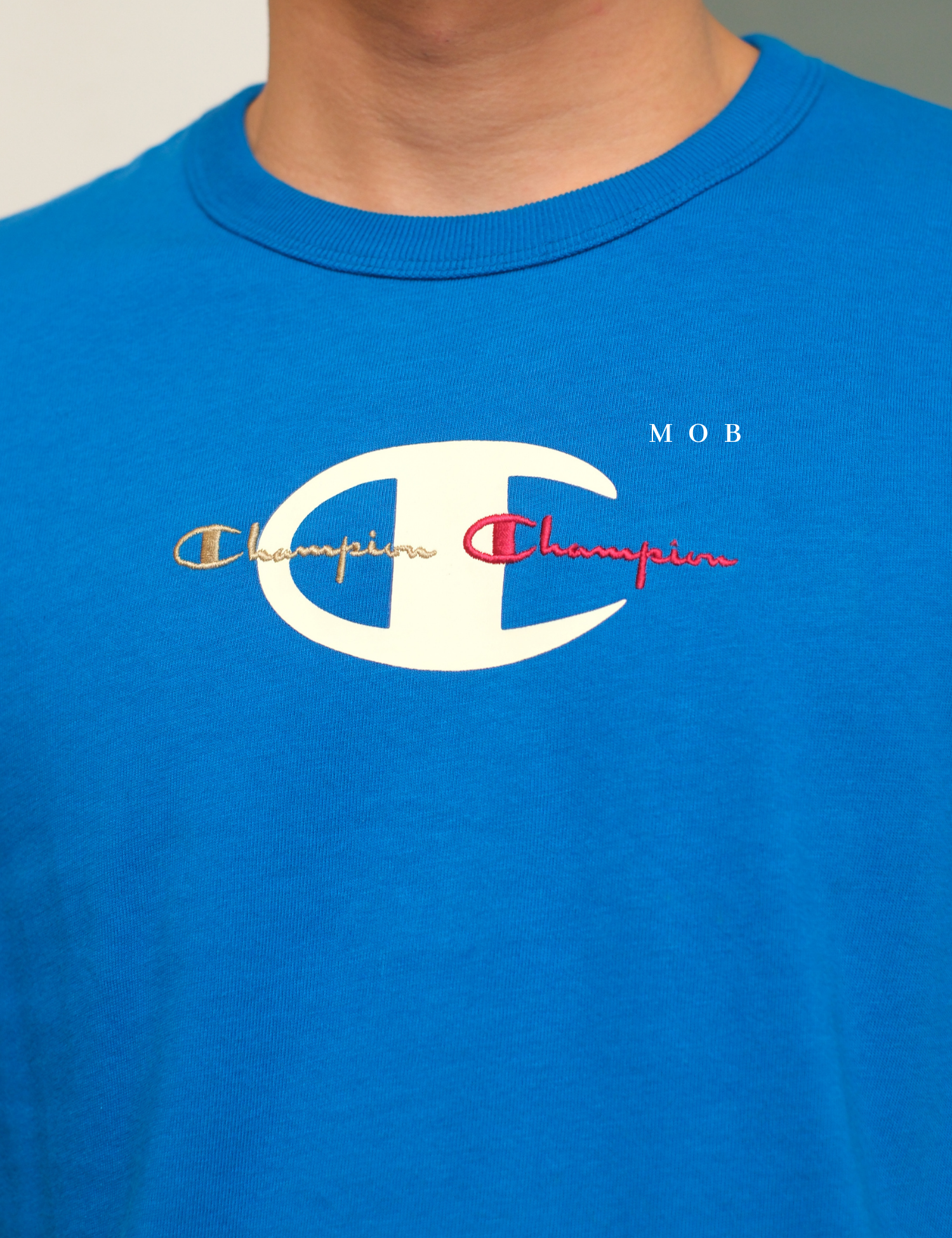 CHMPSST2004C Heritage Double Script Logo SS Tee French Blue