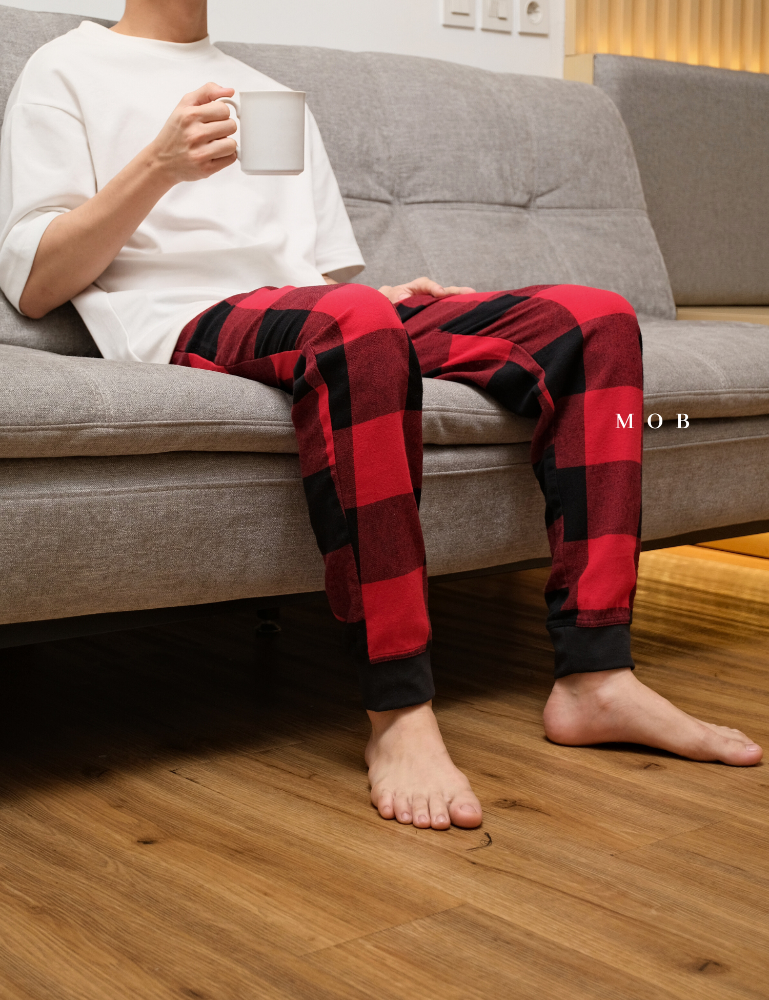 ONPJ1001A Jogger Pajama Pants Red Black Plaid 