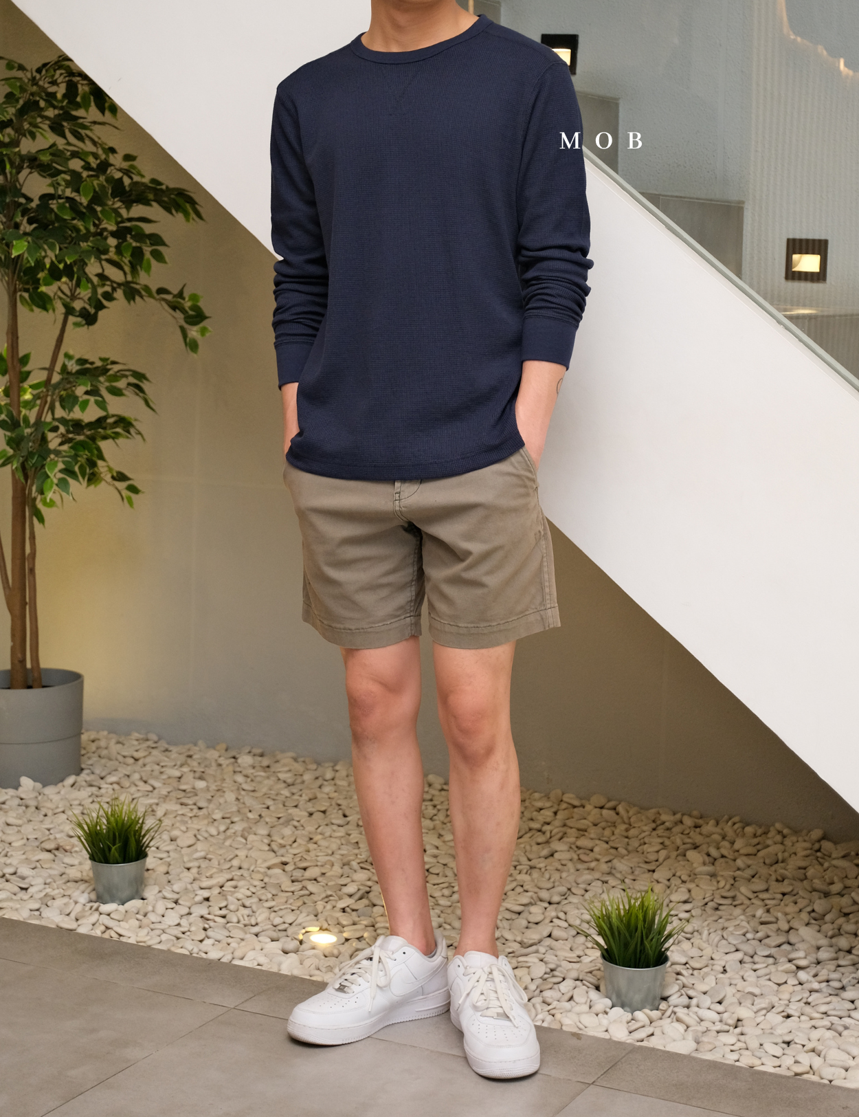 ONLST1006 Soft Waffle LS Tee Navy
