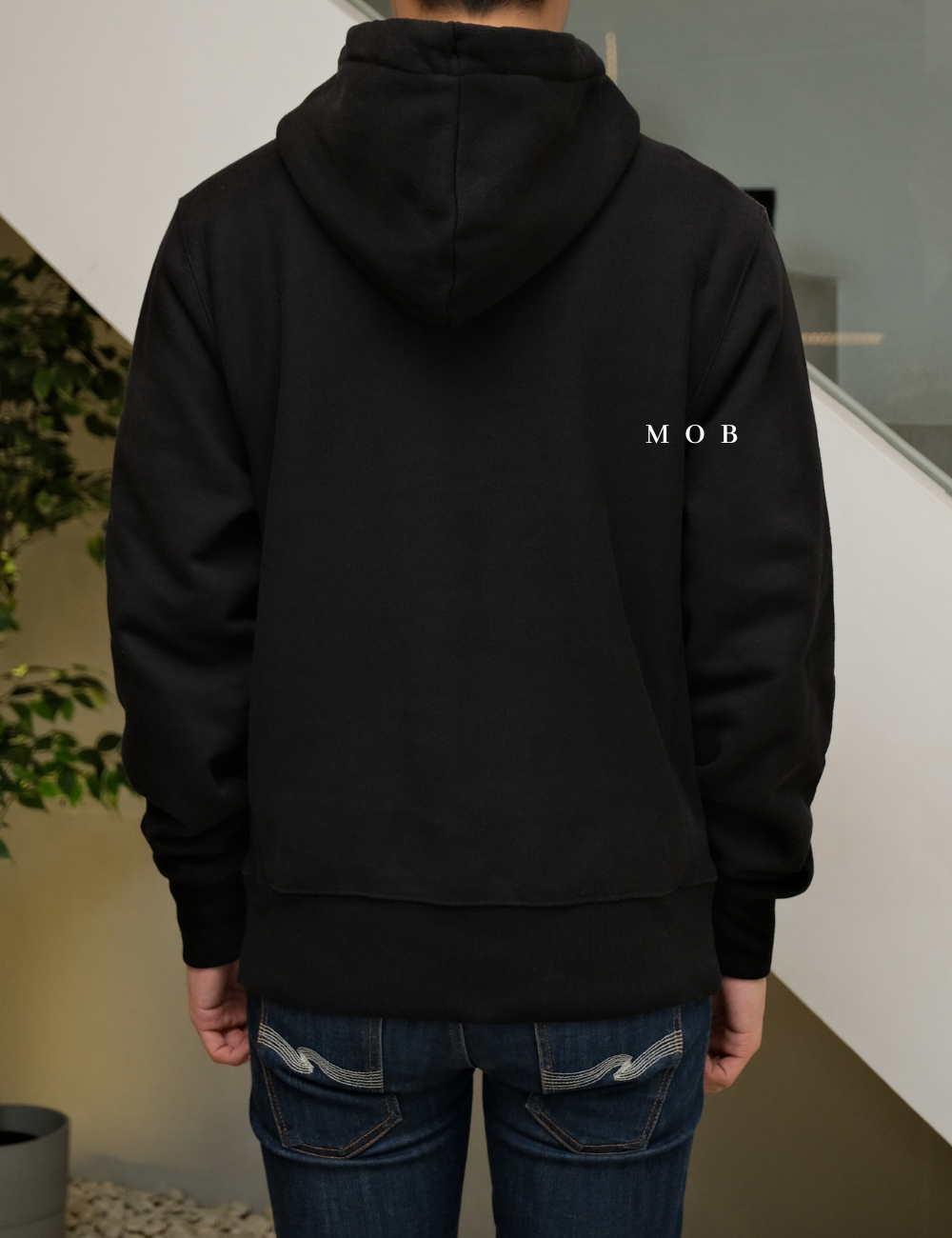 CHMPHOD1711 Reverse Weave Fall Logo Hoodie Black