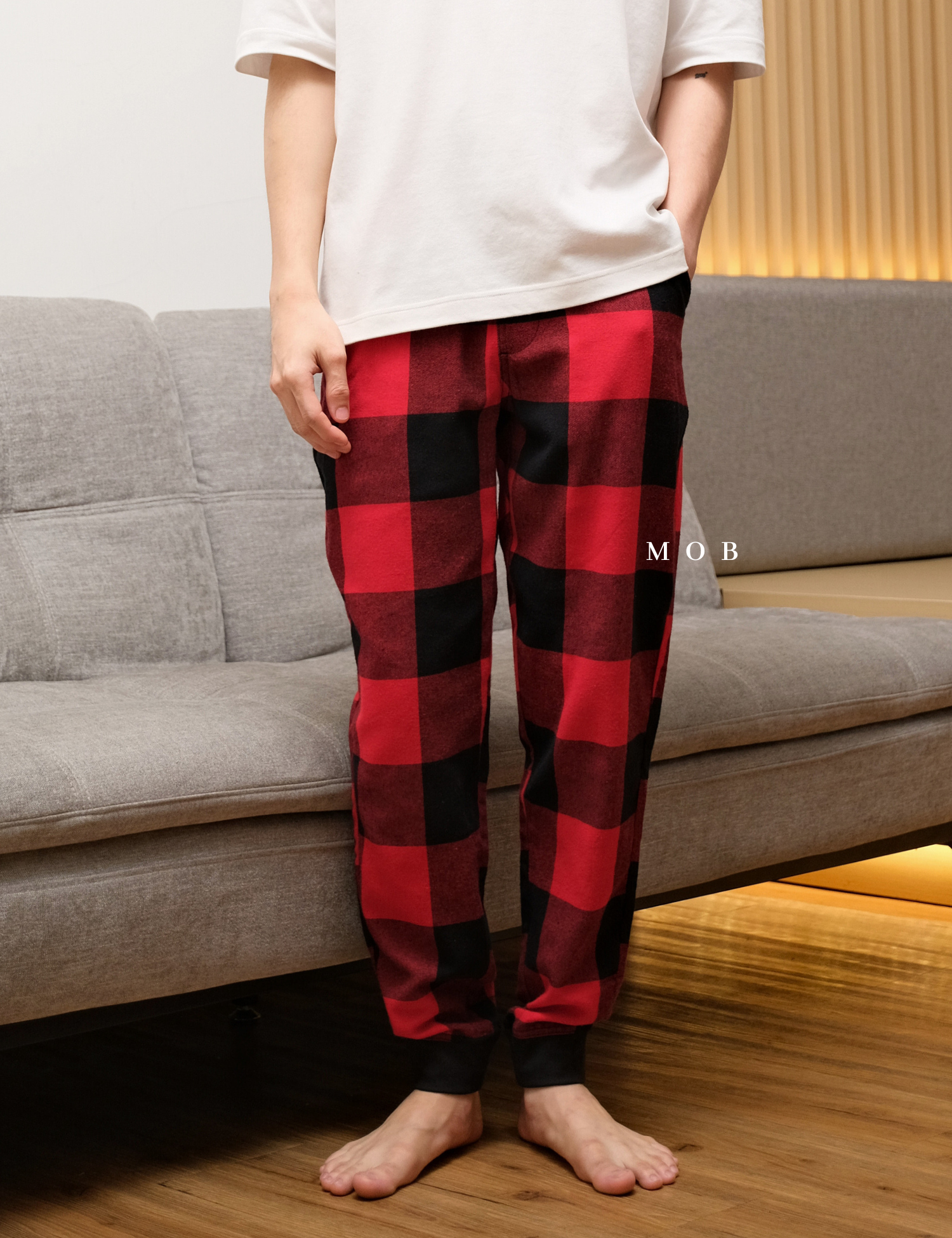 ONPJ1001A Jogger Pajama Pants Red Black Plaid 