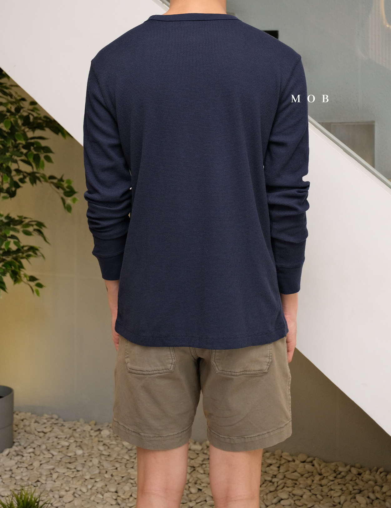 ONLST1006 Soft Waffle LS Tee Navy