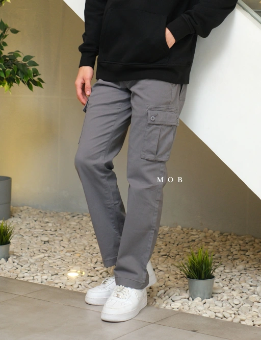 Image of AZEPT05002 Straight Fit Cargo Pants Grey 