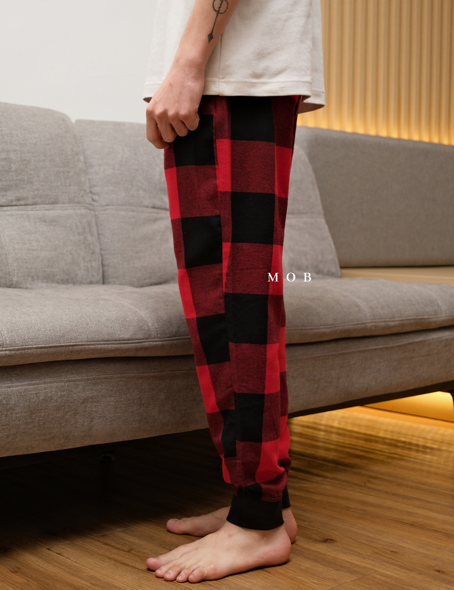 ONPJ1001A Jogger Pajama Pants Red Black Plaid 