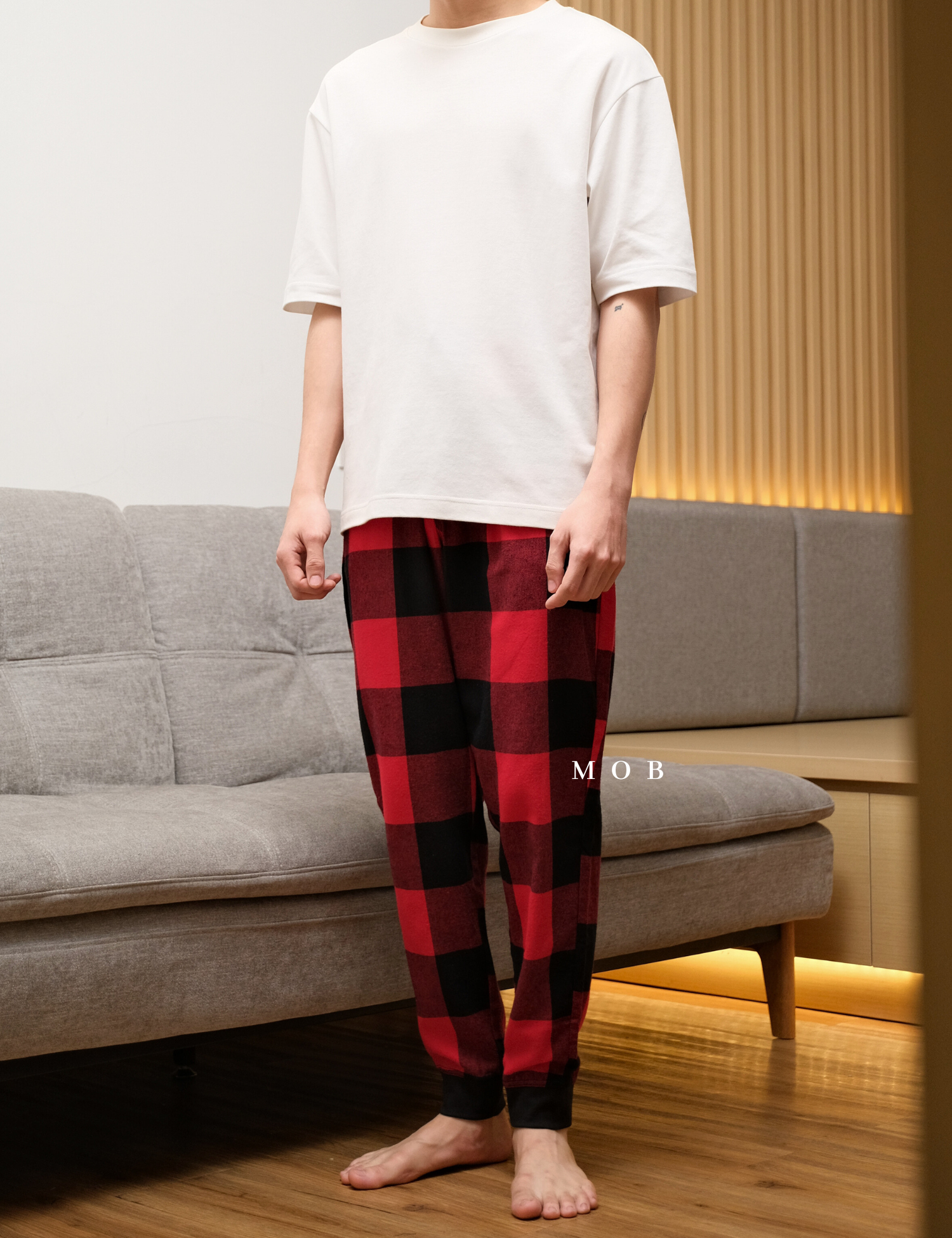 ONPJ1001A Jogger Pajama Pants Red Black Plaid 