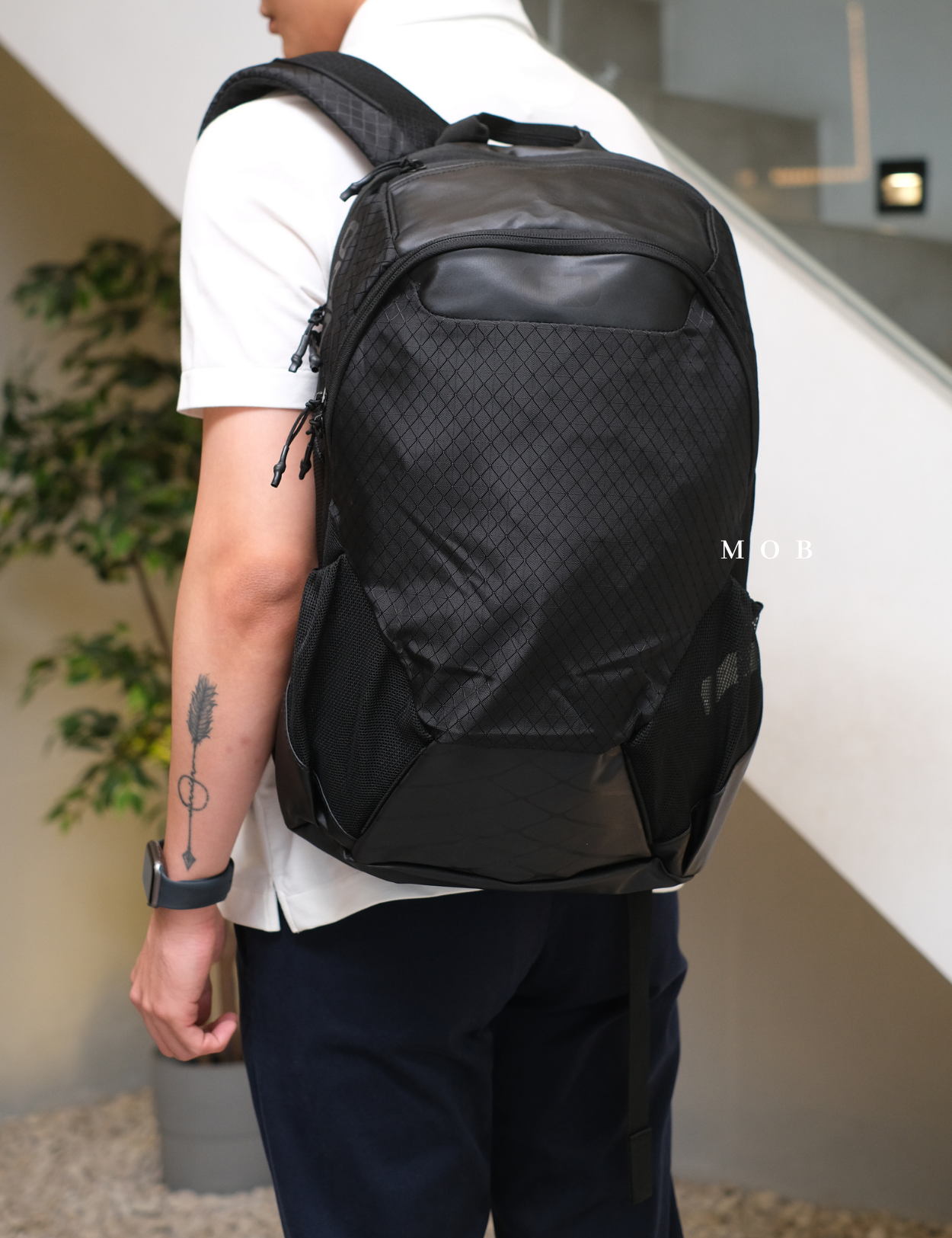 OGBAG02006D Basic Backpack Black List Orange
