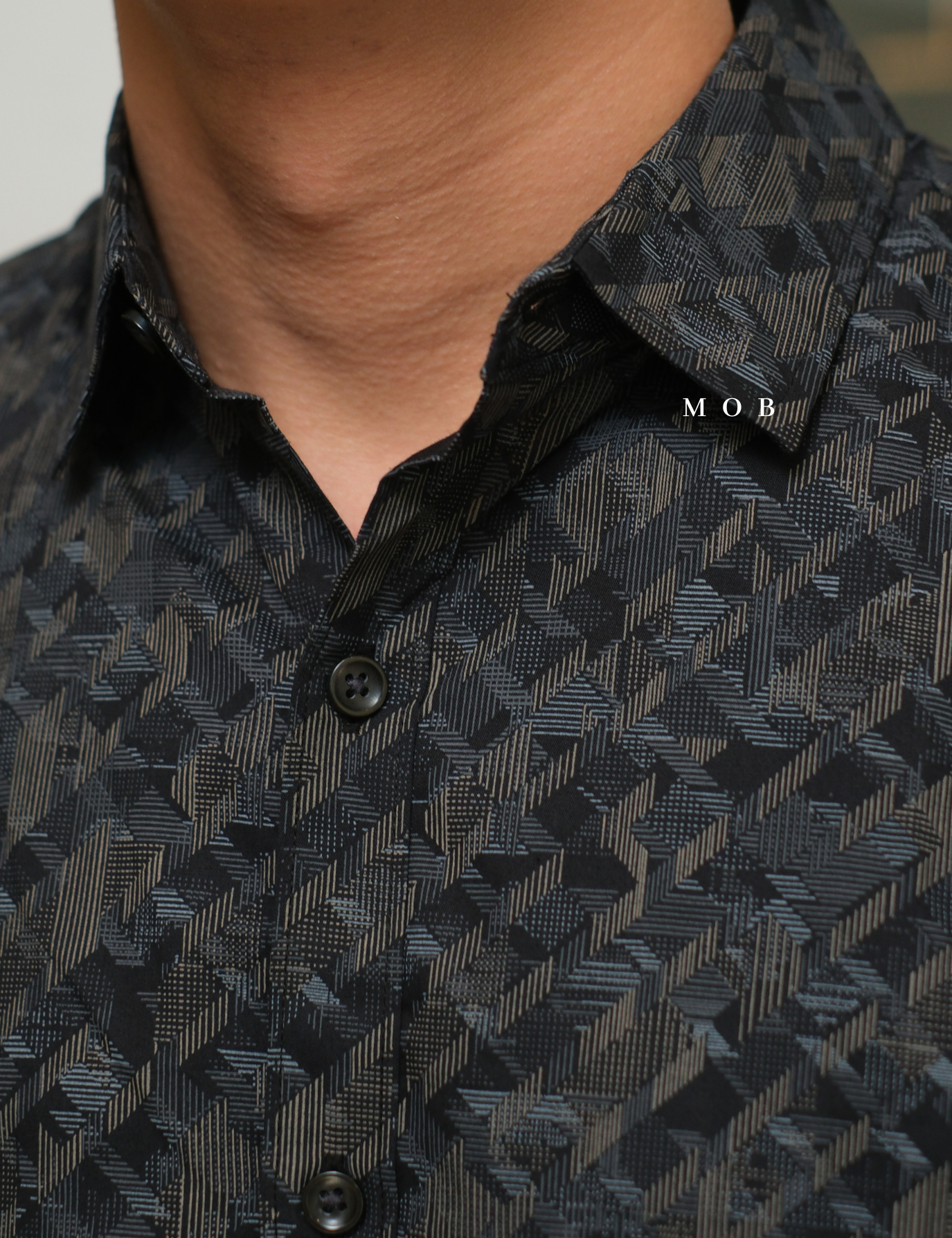 AFSSS01020 Toledo Geoprint SS Shirt Dark Grey
