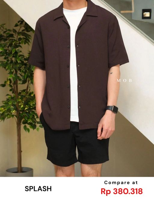 SPL01SSS002-001 Smart Open Collar SS Shirt Dark Brown