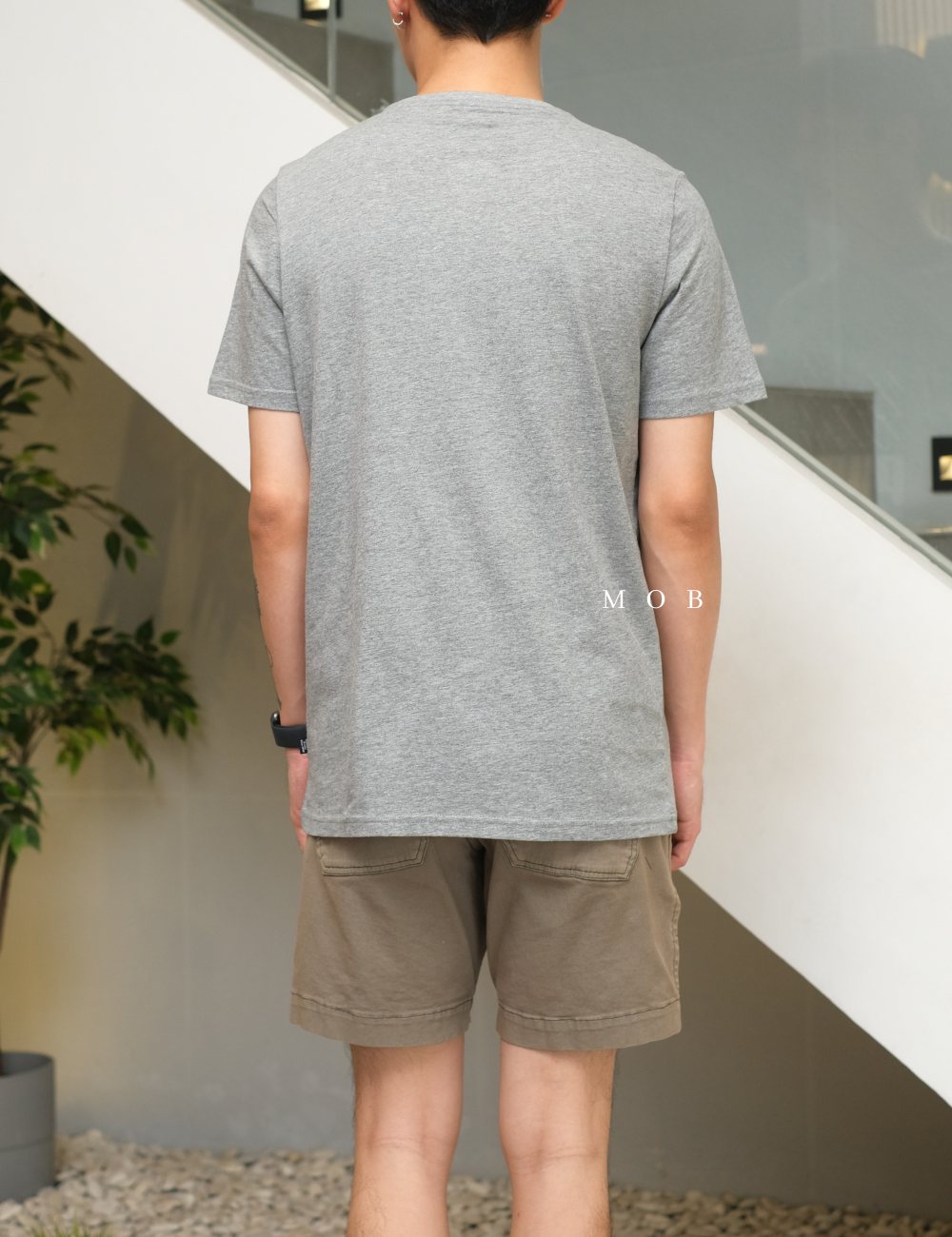 PMSST09012B Jumping Cat Box Script Logo SS Tee Grey
