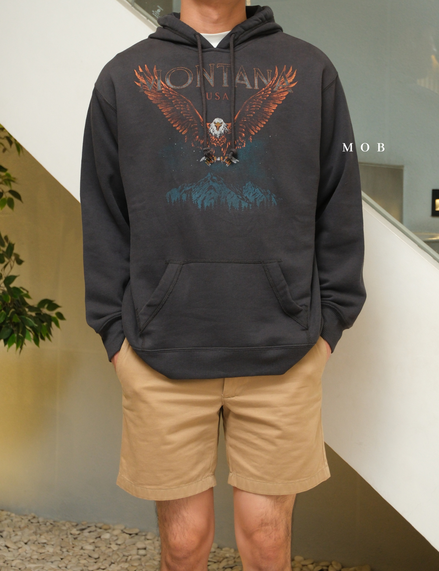 HOLLHOD01001 Eagle Montana Hoodie Charcoal 