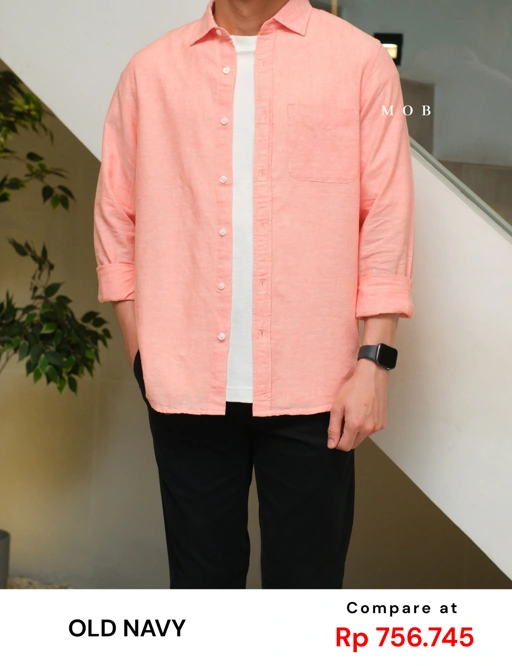 Image of ONLSS04002C Everyday Linen LS Shirt Salmon
