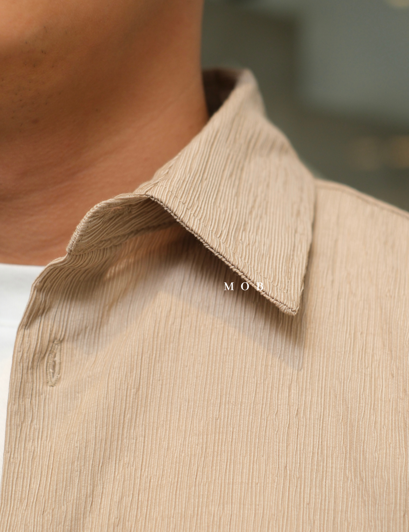 ICN01SSS001-002 Crinkled SS Shirt Khaki 