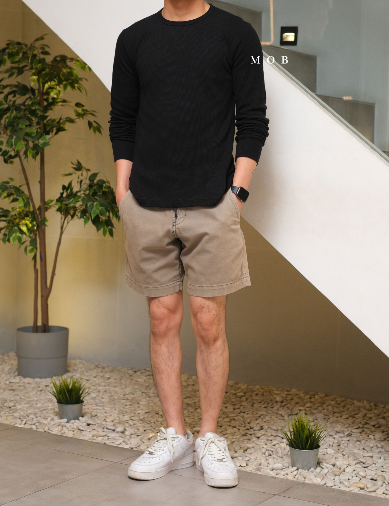 ONLST1007 Soft Waffle LS Tee Black