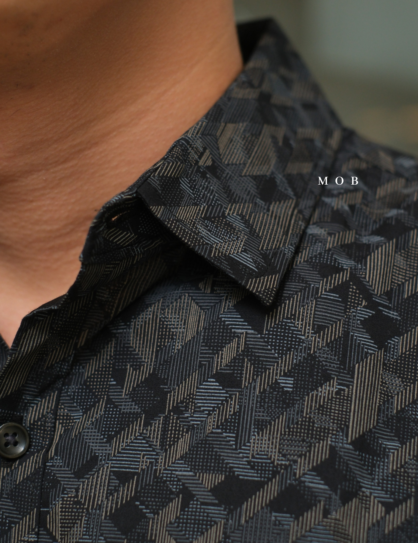 AFSSS01020 Toledo Geoprint SS Shirt Dark Grey