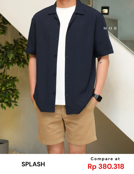 SPL01SSS002-003 Smart Open Collar SS Shirt Navy