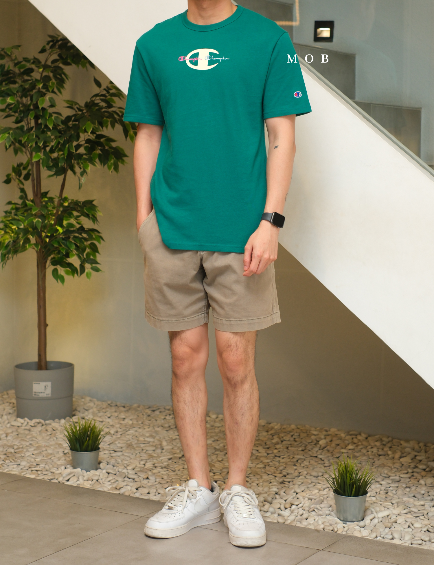 CHMPSST2004D Heritage Double Script Logo SS Tee Dark Green