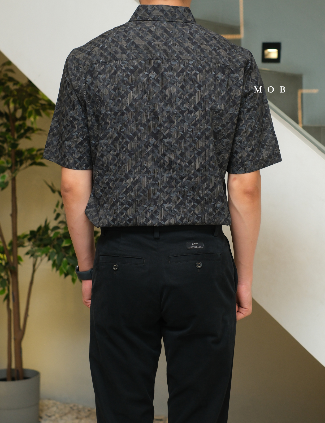 AFSSS01020 Toledo Geoprint SS Shirt Dark Grey