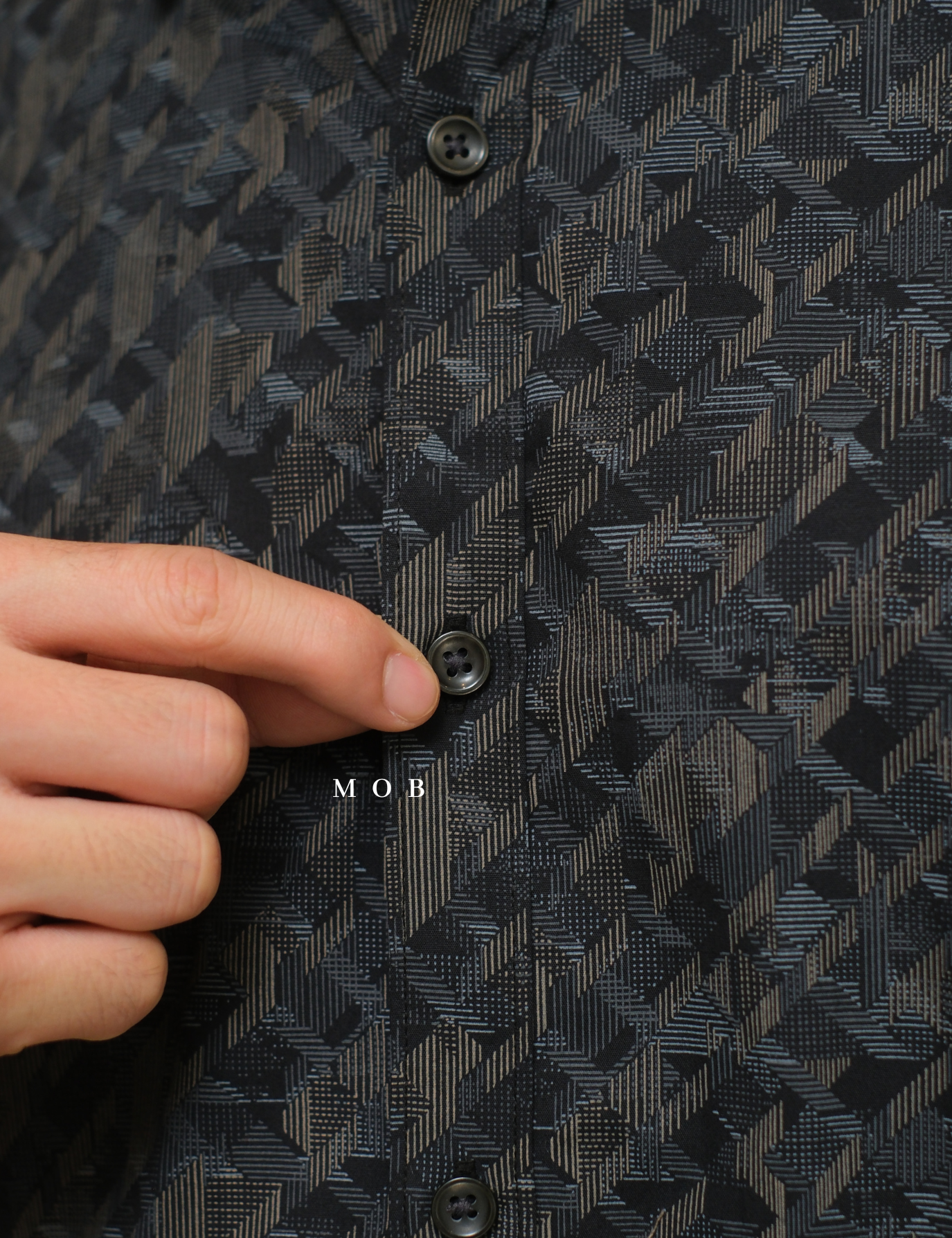 AFSSS01020 Toledo Geoprint SS Shirt Dark Grey