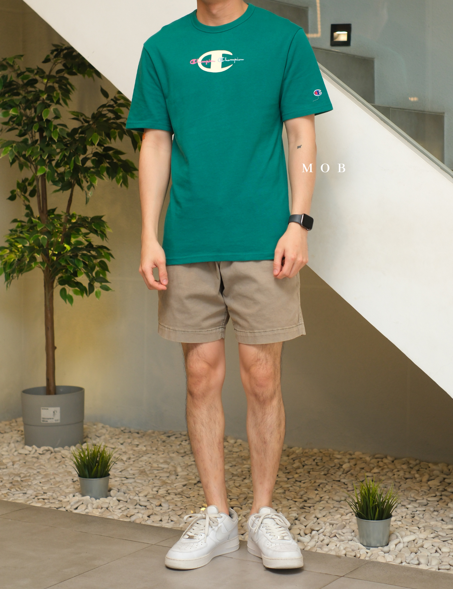 CHMPSST2004D Heritage Double Script Logo SS Tee Dark Green