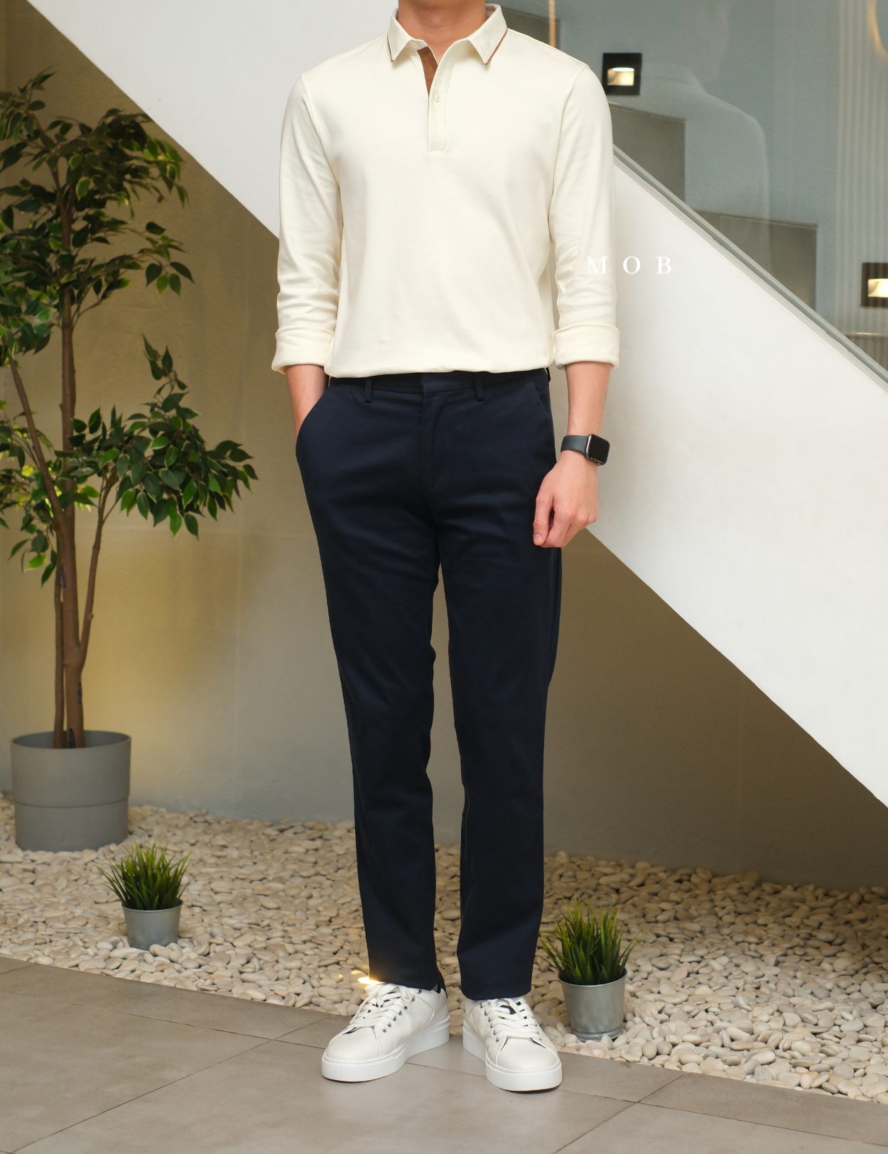 ARK01LSP022 Gentle Polo LS Shirt Cream