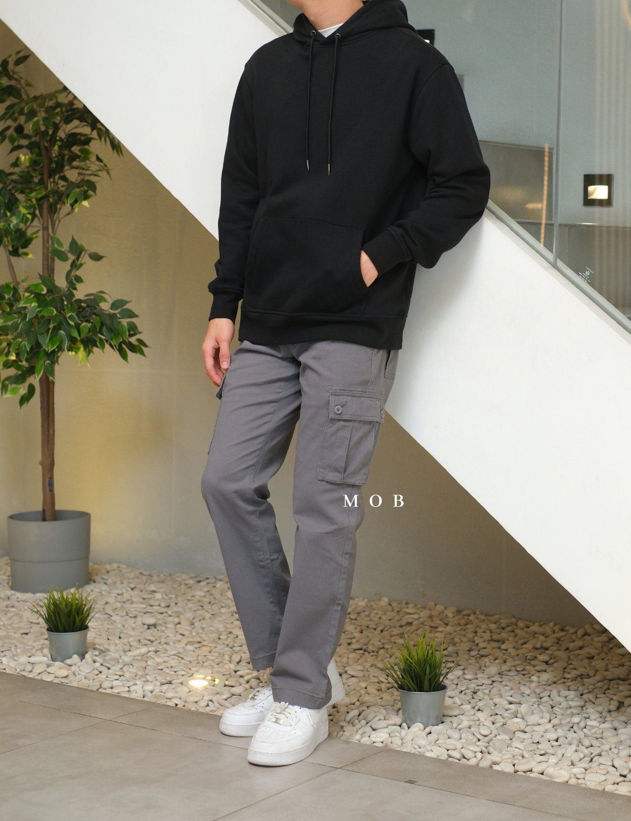 AZEPT05002 Straight Fit Cargo Pants Grey 