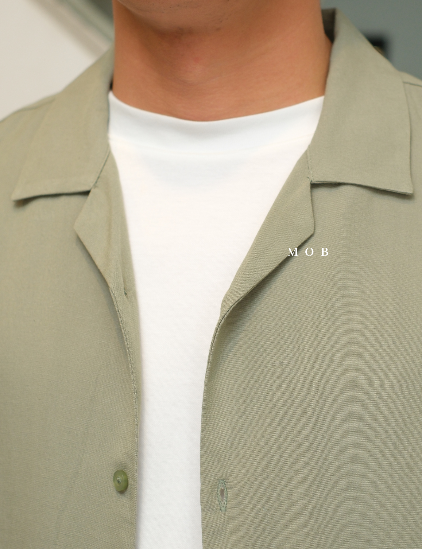 SPL01SSS002-002 Smart Open Collar SS Shirt Sage Green