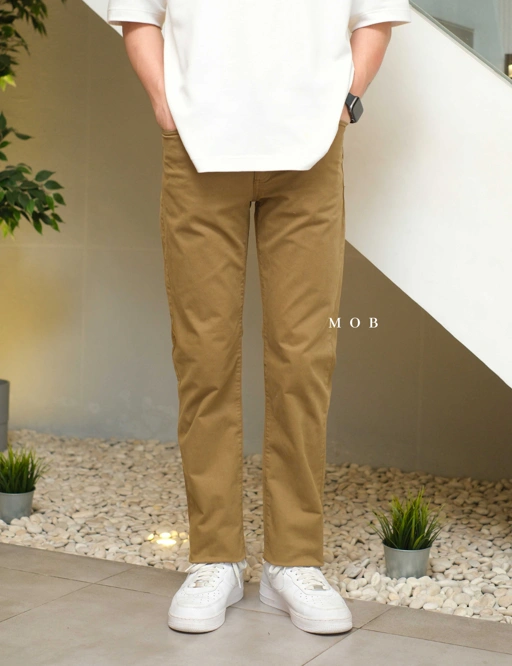 Image of F&TPT04003 365 Straight Fit Pants Tan