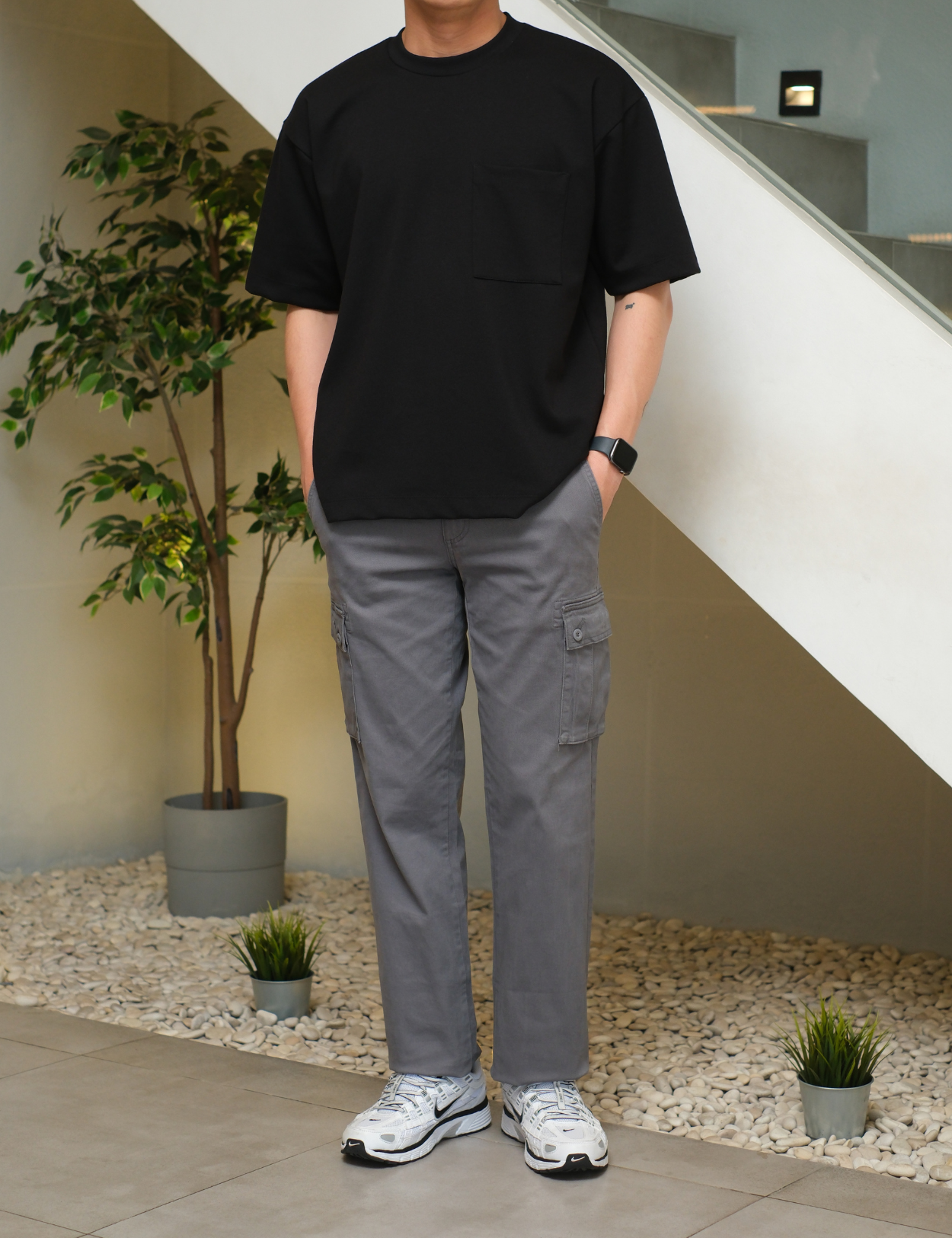 AZEPT05002 Straight Fit Cargo Pants Grey 