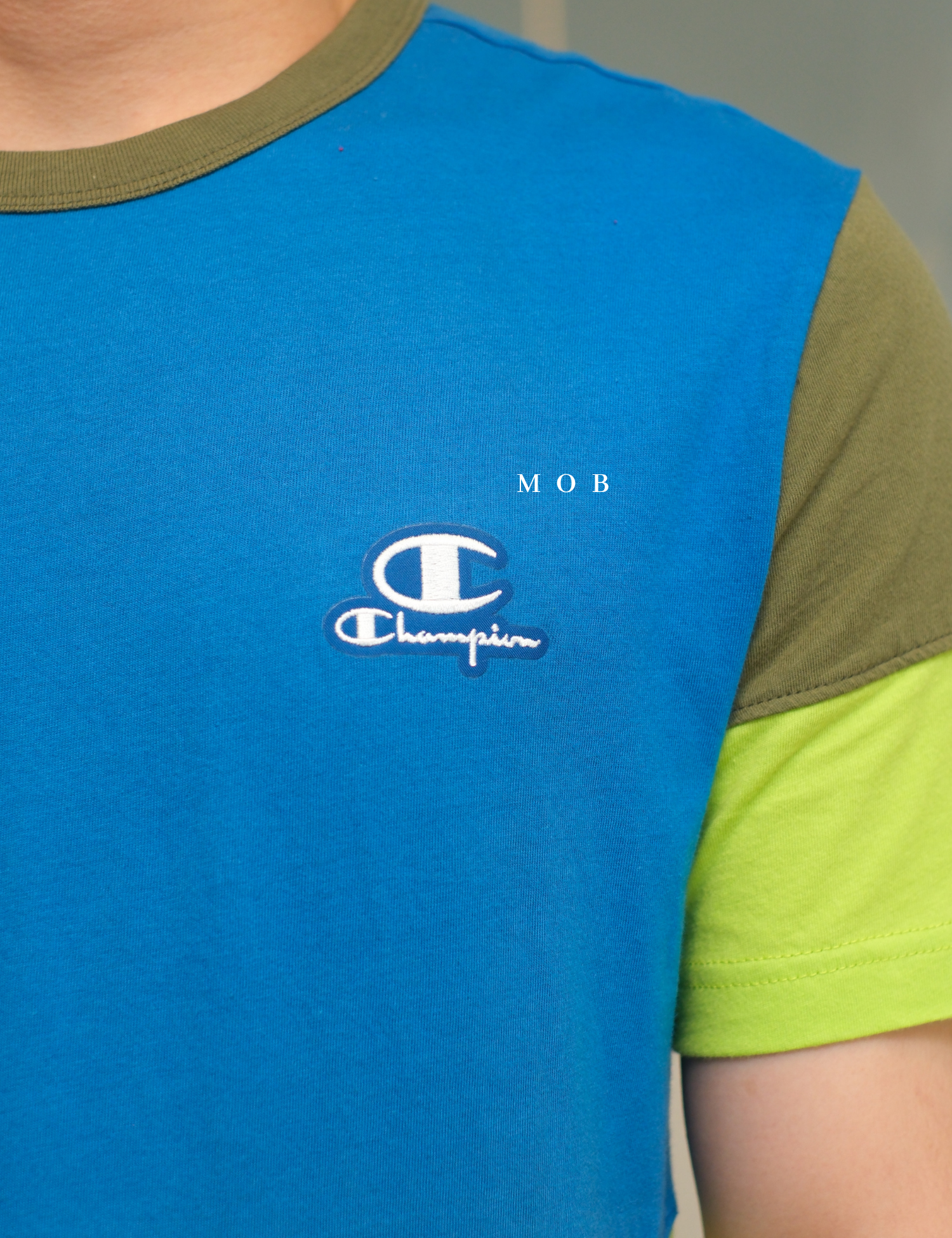 CHMPSST2012B Patchwork Blue/Stabilo/Army Applique Logo Tee