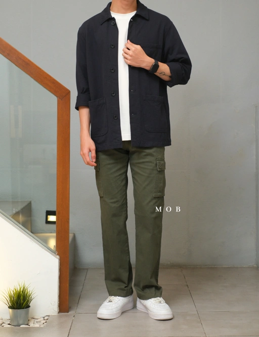 Image of AZEPT05003 Straight Fit Cargo Pants Olive