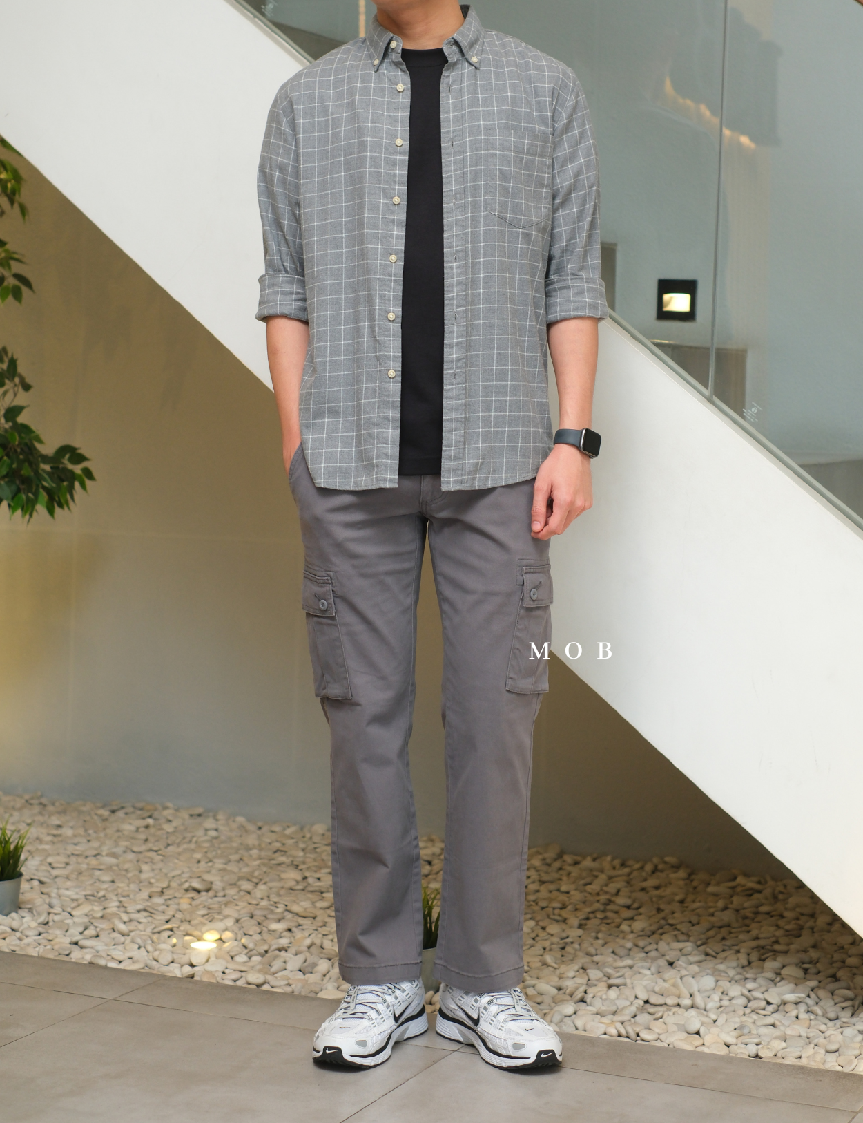 AZEPT05002 Straight Fit Cargo Pants Grey 