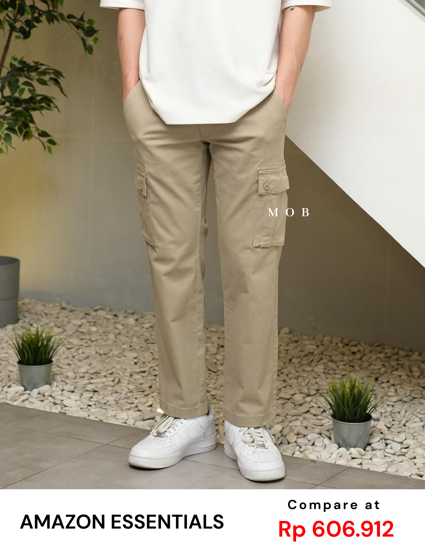 AZEPT05004 Straight Fit Cargo Pants Beige 