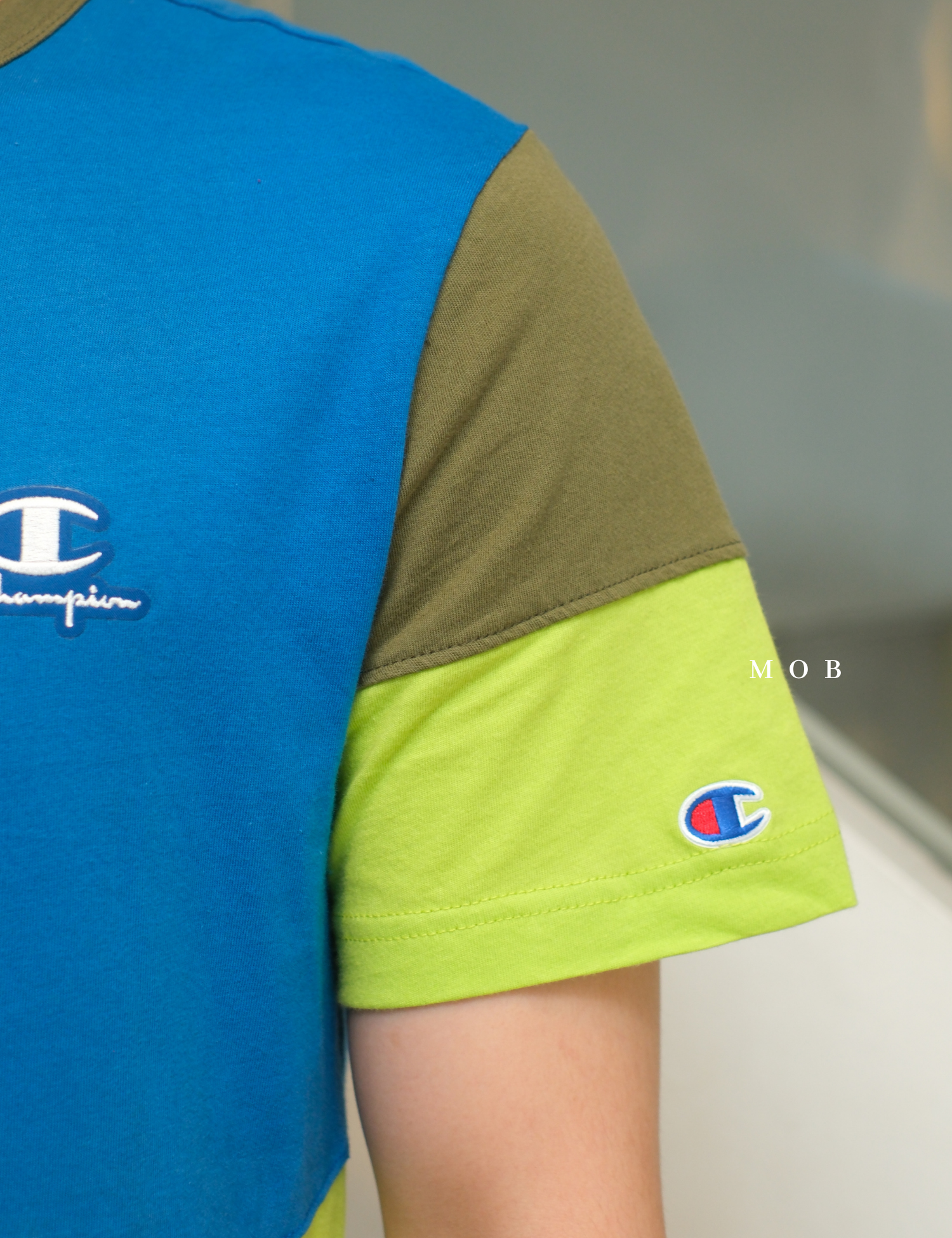 CHMPSST2012B Patchwork Blue/Stabilo/Army Applique Logo Tee
