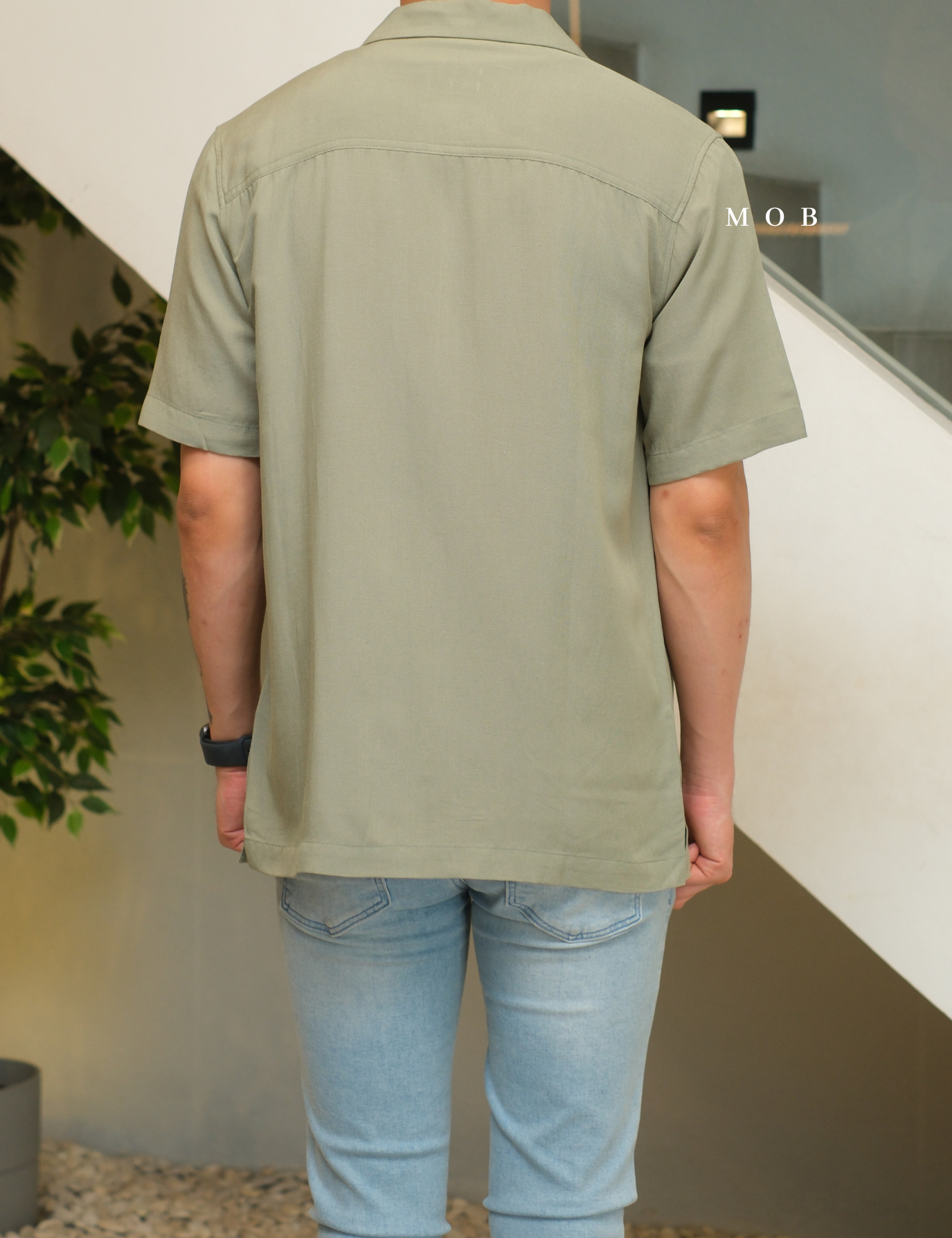 SPL01SSS002-002 Smart Open Collar SS Shirt Sage Green