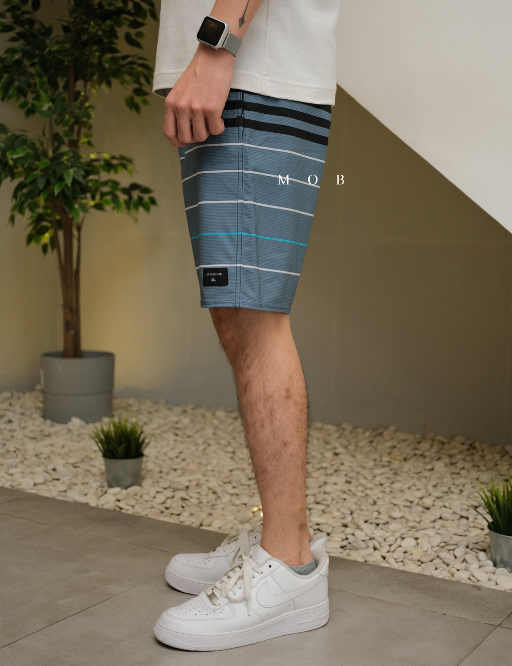 QSBS03003 Black Blue Grey Stripe 20" Boardshorts