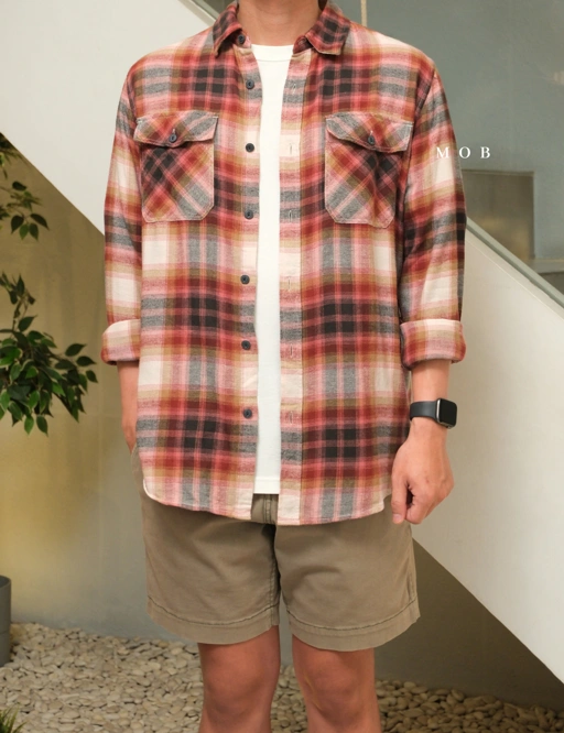 Image of SUNLSS01006A Soft Flannel LS Shirt Red Black Plaid