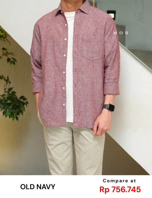 Image of ONLSS04003 Everyday Linen LS Shirt Maroon Misty