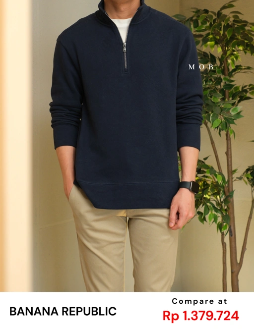 Image of BRJ03003 Quarter Zip Double Knit Navy